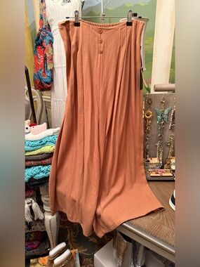 iris Rust-Orange gaucho Skirt with Button Front